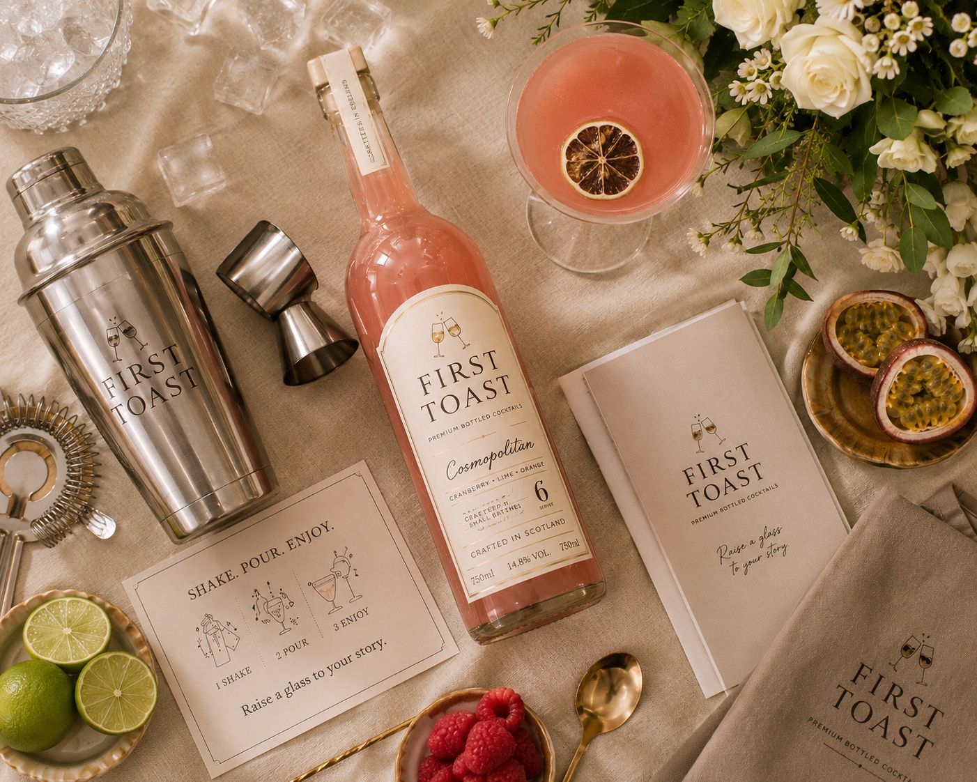 First Toast bottled cocktails ready to serve at a corporate event