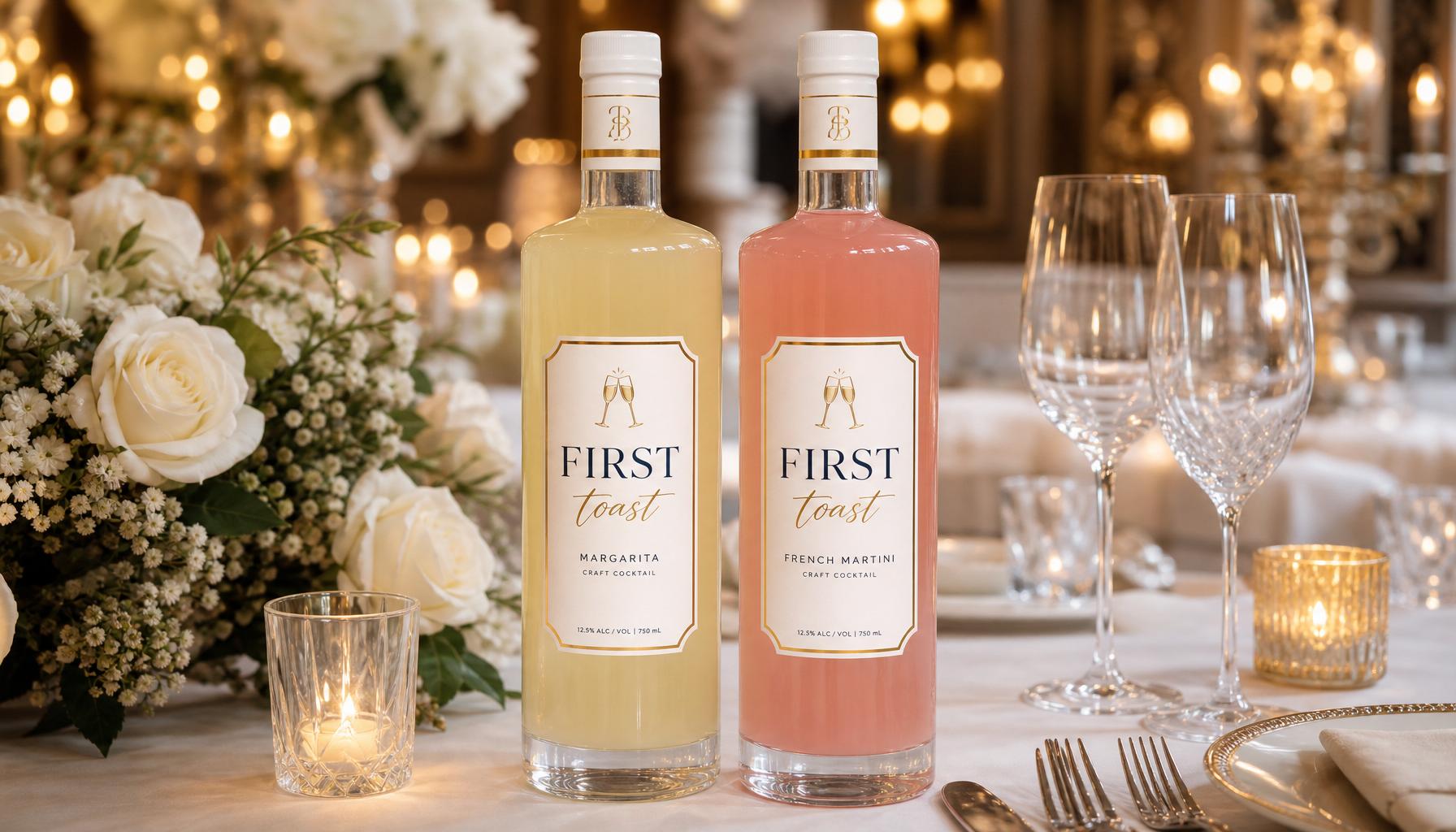 A Scottish wedding tablescape styled with First Toast bottled cocktails